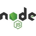 Node.js logo with green hexagon and script